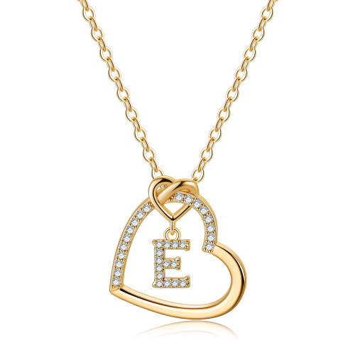 IEFWELL Heart Necklace for Women Jewelry, Initial Necklaces for Teen Girls Dainty Gold Necklace for Women Trendy Initial E Necklace for Women Letter Necklace for Women Gold Jewelry for Women Gifts