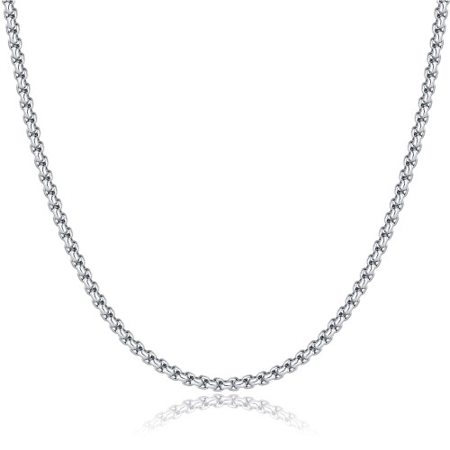 GLIJWELE Sterling Silver Chain for Men, Silver Chain for Men 2mm Mens Silver Chain Sterling Silver Chains for Men Sterling Silver Chain for Men 18 inch Cable Box Chain Silver Mens Necklace