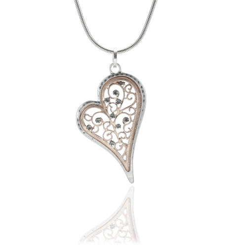 Z&R RETRO Silver Long Necklace for Women Hollow Heart Love Pendant Fashion Trendy Jewelry Necklaces 80cm (Rose Gold) Z&R RETRO Silver Long Necklace for Women Hollow Heart Love Pendant Fashion Trendy Jewelry Necklaces 80cm (Rose Gold)