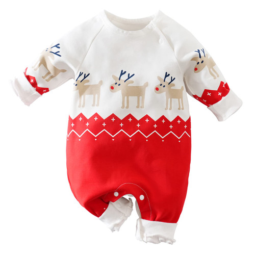 RELABTABY My First Christmas Baby Boy Girl Outfit Newborn Romper Infant Long Sleeve Xmas Santa Onesie Elf Reindeer Clothes (Red, 6-9 Months)