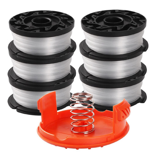 String Trimmer Replacement Spool for Black + Decker String Trimmer Edger, AF-100 30ft 0.065" Auto-feed Weed Eater Refills Replacement Spools, Durable& Easy Insatlling (6 Line Spools, 1 Cap, 1 Spring)
