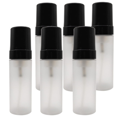 150ml Empty Foam Pump Bottle, 5oz Foaming Dispenser Soap Plastic Container for Facial Cleanser Shampoo Hand Soap (Clear Matte+Black)