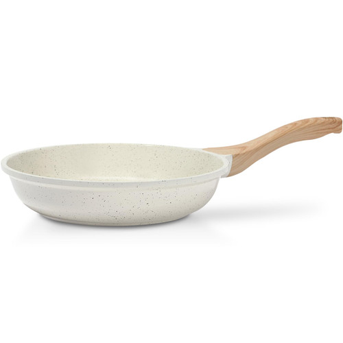 ESLITE LIFE 8 Inch Nonstick Skillet Frying Pan, Healthy Ceramic Coating Egg Omelette Pan Compatible with All Stovetops (Gas, Electric & Induction), PFOA Free, Cream