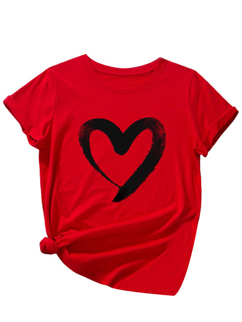SOLY HUX Women's Letter Print Graphic Tees Short Sleeve Tops Casual Summer T Shirt Red Heart M SOLY HUX Women's Letter Print Graphic Tees Short Sleeve Tops Casual Summer T Shirt Red Heart M