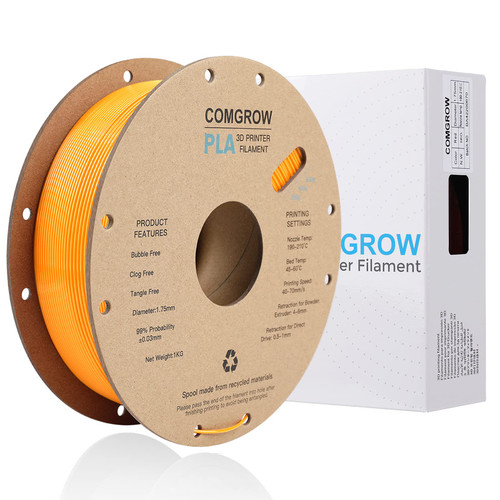 Comgrow PLA 3D Printer Filament, 3D Printer PLA Filament 1.75mm, Dimensional Accuracy +/- 0.02 mm, 1KG Spool PLA Orange