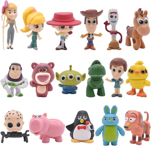 HMLTD Toy Anime Story Toys,1.5-2.3 inches Tall Toy Figures Set with Woody, Buzz and Jessie - PVC Action Figure Model Anime Figurines?Pack of 17?