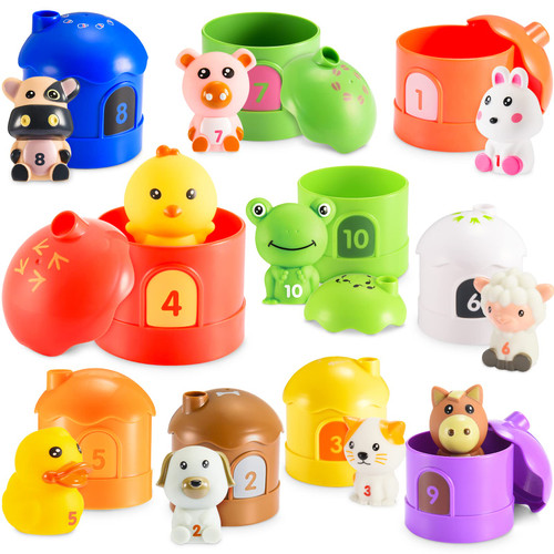 Toddlers Learning Toys for 1-3 Years Old, Farm Animal Toys Toddlers 1-3 Montessori Counting Skill & Sorting Toys Birthday Gifts for Baby Boys Girls Age 12-18 Months Preschool Learning Educational Toys