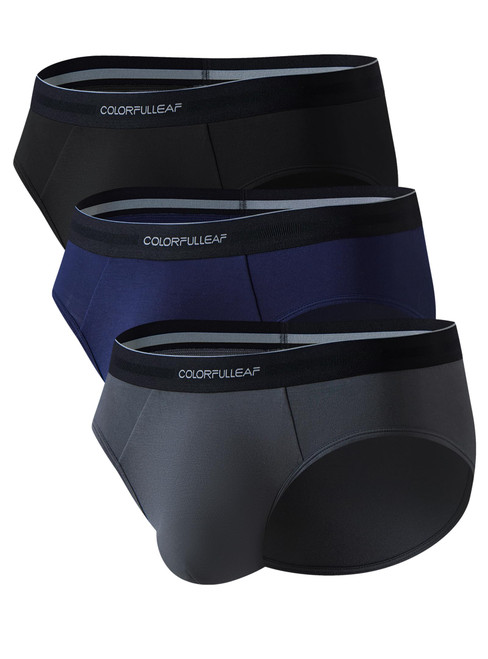 COLORFULLEAF Mens Underwear Briefs Bamboo Rayon Soft Comfort Breathable No Fly Pouch Briefs for Men Pack(Black&Navy Blue&Dark Grey,L) COLORFULLEAF Mens Underwear Briefs Bamboo Rayon Soft Comfort Breathable No Fly Pouch Briefs for Men Pack(Black&Navy Blue&Dark Grey,L)