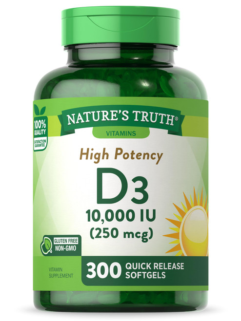 Nature's Truth Vitamin D3 10000 IU Softgels | 300 Count | Extra Strength | Non-GMO & Gluten Free Supplement Nature's Truth Vitamin D3 10000 IU Softgels | 300 Count | Extra Strength | Non-GMO & Gluten Free Supplement
