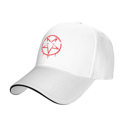 All-Hail-Satan-Baphomet-Satanic-and-Occult Vintage Trucker Hat Baseball Caps Adjustable Dad Sun Hat for Men and Women White