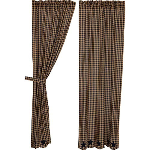 VHC Brands Classic Country Primitive Window Curtains - Star Blue Scalloped Curtain Panel Pair, Navy VHC Brands Classic Country Primitive Window Curtains - Star Blue Scalloped Curtain Panel Pair, Navy
