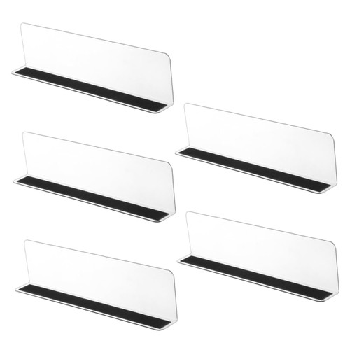 FONDOTIN 5Pcs Shelf Baffle Commodity Divider Clear Shelf dividers Separator Clapboard Book Shelf Closet Shelf Organizer Snacks Store Goods Separator Adjustable Magnetic Stripe Wooden Frame