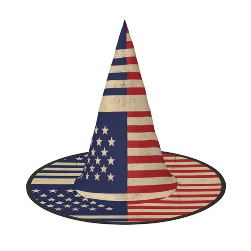 OUSIKA American Flags Halloween Witch Hat Halloween Costume Accessory Witch Cosplay Hats For Halloween Party Decoration