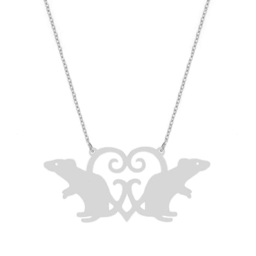 NOUMANDA Cute 2 Rats Love Heart Necklace Fashion Animal Elements Pendant Female Jewelry (silver) NOUMANDA Cute 2 Rats Love Heart Necklace Fashion Animal Elements Pendant Female Jewelry (silver)