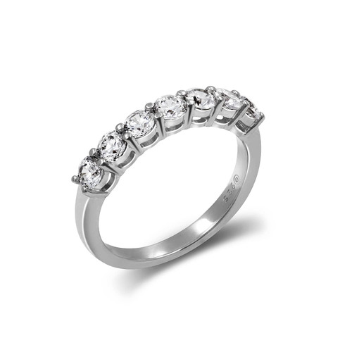 Amazon Collection Platinum-Plated Sterling Silver 7-Stone Ring made with Infinite Elements Cubic Zirconia (1 cttw), Size 9
