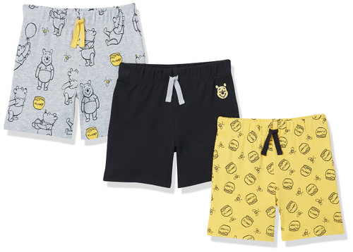 Amazon Essentials Disney | Marvel | Star Wars Unisex Babies' Shorts, Pack of 3, Winnie the Pooh Oh Bother!, 3-6 Months
