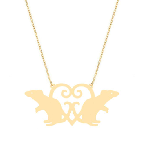 NOUMANDA Cute 2 Rats Love Heart Necklace Fashion Animal Elements Pendant Female Jewelry (gold) NOUMANDA Cute 2 Rats Love Heart Necklace Fashion Animal Elements Pendant Female Jewelry (gold)
