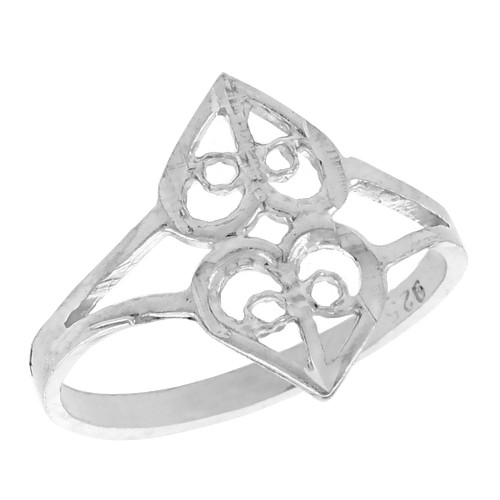 Sterling Silver Double Heart Cut-out Filigree Ring, 1/2 inch, size 6