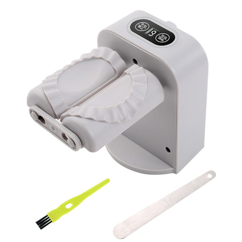 porfeet Electric Dumpling Maker Machine, Automatic Dumpling Machine with Spoon Brush, 2 Modes Household Dumpling Wonton Maker, Quick Dumpling Machine Forming Kitchen Tools Grey
