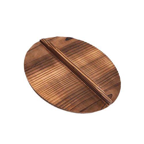 FUNOMOCYA round wood lid for wok cast iron wok cover anti- overflow wok cover cooking pot lid natural wood wok lid wok wood cover lid for pan stainless steel wok Bamboo solid wood Screen