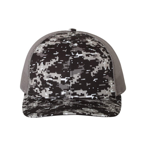 Richardson Patterned Snapback Trucker Cap Adjustable Black Digital Camo/Charcoal