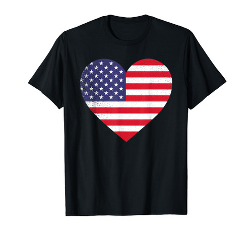 American Flag Heart 4th of July USA Love Patriotic Pride T-Shirt American Flag Heart 4th of July USA Love Patriotic Pride T-Shirt