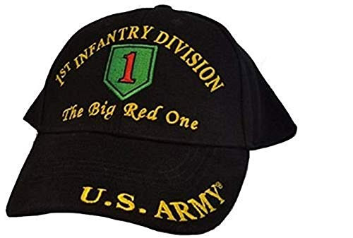 Army 1st First Infantry Division The Big Red One Black Embroidered Cap Hat