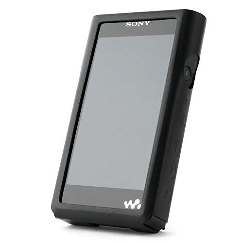 for Sony NW-WM1A NW-WM1Z, Handmade MITER Leather Case Cover for Sony Walkman WM1 WM1A WM1Z Case Cover [Patented Stand Case] (Black)
