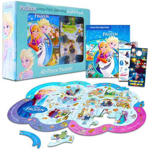 Disney Frozen Floor Puzzles for Kids Ages 3-5 - Bundle with Frozen Foam Floor Puzzle, Frozen Look and Find Book, Stickers, More | Frozen Puzzle Set for Girls