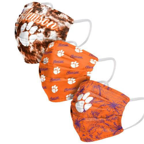 FOCO Clemson Tigers NCAA Womens Matchday Face Cover - 3 Pack