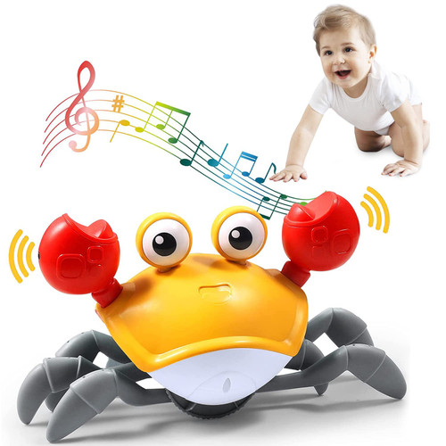 Tooty Rechargeable Crawling Crab Baby Toy, Interactive Learning Toys for Kids Boy Girl, Infant Tummy Time Toy Gifts with Music and LED Light, Toddler Toys Which Avoid Obstacles Tooty Rechargeable Crawling Crab Baby Toy, Interactive Learning Toys for Kids Boy Girl, Infant Tummy Time Toy Gifts with Music and LED Light, Toddler Toys Which Avoid Obstacles