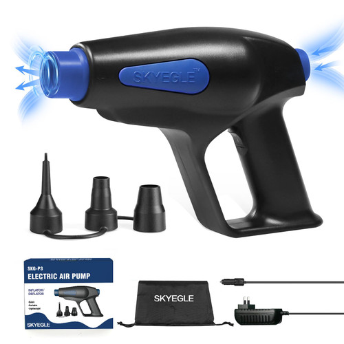 Air Pump for Inflatables, Air Mattress Portable Pump, Quick-Fill Inflator Deflator with 3 Nozzles, 110-240V/12V DC, Hand Held Air Pumps for Outdoor,Pool Floats Inflatable Pool Inflator Deflator