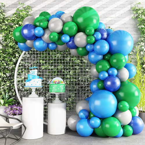 Balloon Garland Kit Blue and Green, Jungle Safari Balloon Garland Arch with Green Blue Gray Latex Balloons for Boy Girl Theme Birthday Baby Shower Wedding Dino Party Decoration Supplies Balloon Garland Kit Blue and Green, Jungle Safari Balloon Garland Arch with Green Blue Gray Latex Balloons for Boy Girl Theme Birthday Baby Shower Wedding Dino Party Decoration Supplies