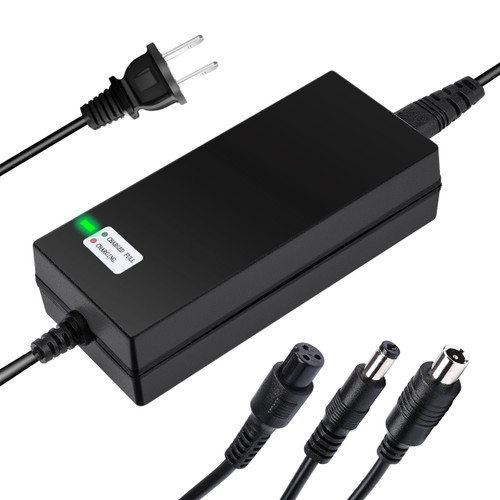 42V 2A Charger 3 Plugs(8mm 3-Prong, 5.5mm DC connectors and 8mm/0.31in one-Prong) Universal for 36V Lithium Battery.Fast Smart Replacement for All Brands'36 Volt Electrical Scooter