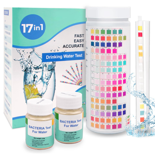 17 in 1 Water Testing Kits for Drinking Water 100 Strips+2 Bacteria Tests Home Water Quality Test Well and Tap Water Easy Testing for Hardness, pH, Mercury, Lead, Iron, Copper, Chlorine, Cyanuric Acid 17 in 1 Water Testing Kits for Drinking Water 100 Strips+2 Bacteria Tests Home Water Quality Test Well and Tap Water Easy Testing for Hardness, pH, Mercury, Lead, Iron, Copper, Chlorine, Cyanuric Acid