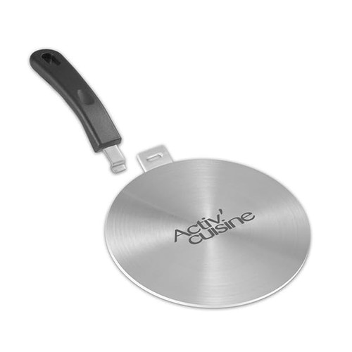 ACTIV CUISINE 5.5 Inch Heat Diffuser Stainless Steel Induction Adapter Plate Removable Handle Coffee Milk Cookware Induction Hob Heat Cooking Diffuser for Electric Stove