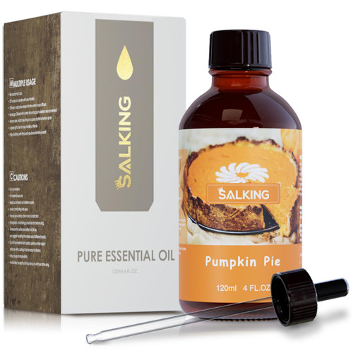 SALKING Pumpkin Pie Fragrance Oil, 120ml (4 Fl Oz) Premium Essential Oils for Diffuser, Candle Scents for Candle Making, Soap Making Supplies, Autumn Scented Diffuser Oil, Halloween Thanksgiving Gift
