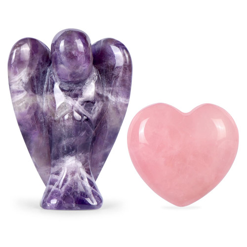 Artistone Amethyst Crystal Guardian Angel Heart Stone Healing Crystal Set Hand Carved Gemstone Quartz Angel Worry Stones Figurines for Reiki Meditation Artistone Amethyst Crystal Guardian Angel Heart Stone Healing Crystal Set Hand Carved Gemstone Quartz Angel Worry Stones Figurines for Reiki Meditation