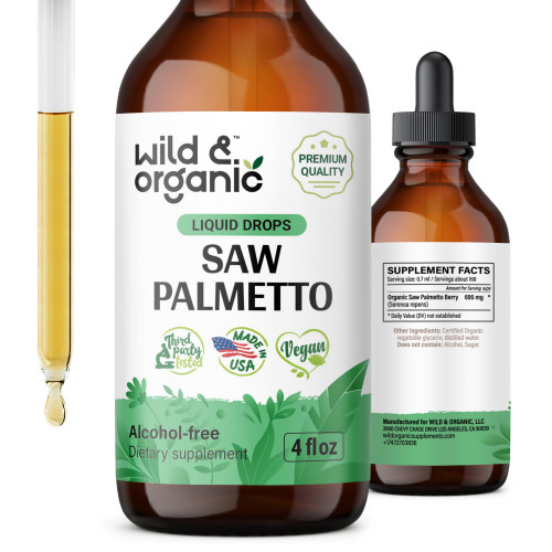 Saw Palmetto Liquid Extract Supplement for Men & Women - Organic Saw Palmetto Tincture - Vegan, Alcohol Free Drops - 4 fl oz