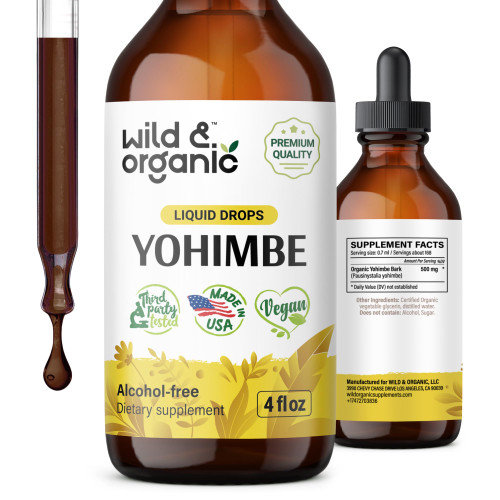 Yohimbe Bark Liquid Extract - Organic Yohimbe Supplements for Men & Women - Vegan, Alcohol Free Drops - 4 fl oz