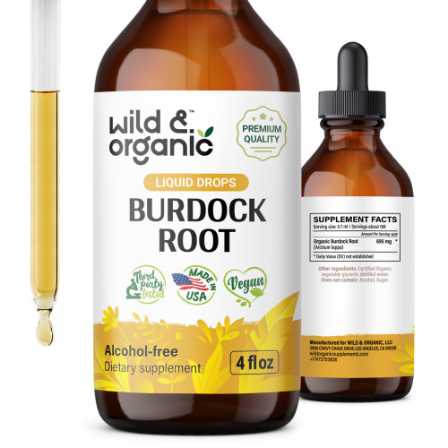 Organic Burdock Root Tincture - Burdock Root Liquid Extract - Vegan, Alcohol Free Drops - 4 fl oz