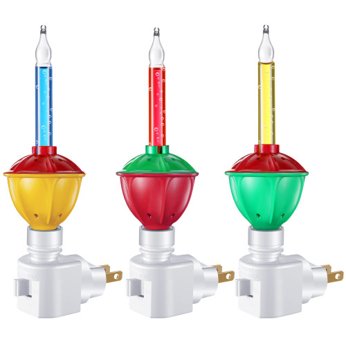 3 Pieces Christmas Bubble Lights, Traditional Vintage Night Lights with E12 Candelabra Base, Colorful Fluid Christmas Lights with Swivel Plug in Base