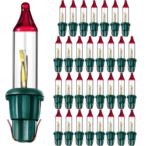 Remagr Christmas Replacement Mini Light Bulbs, 3.5 V Incandescent Bulbs Clear Flasher with Green Base, Lights Decorations for Bedroom Classroom Xmas Tree Lights, 0.425 Watt (32)