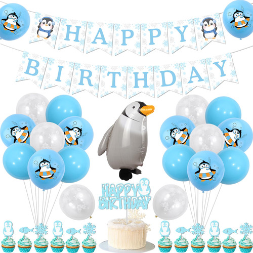 kreat4joy Penguin Birthday Party Decorations, Penguin Happy Birthday Banner Cupcake Cake Toppers, Penguin Foil Balloon Blue Balloons for Animal Winter Birthday Party Baby Shower Decorations kreat4joy Penguin Birthday Party Decorations, Penguin Happy Birthday Banner Cupcake Cake Toppers, Penguin Foil Balloon Blue Balloons for Animal Winter Birthday Party Baby Shower Decorations