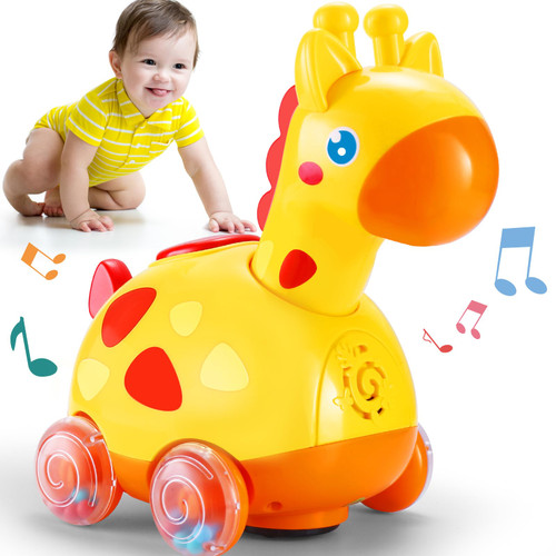 Yerloa Musical Giraffe Baby Crawling Toys for 6-12 Months, Infant Light up Music Toy Tummy Time Development Learning Toys for 7 8 9 10 11 12-18 Month Toddle Birthday Gift for 1 2 Year Old Girls Boys