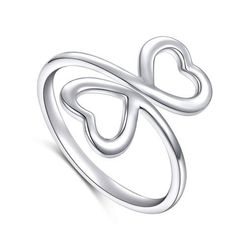DAOCHONG Heart Ring for Women S925 Sterling Silver Adjustable Wrap Open Ring DAOCHONG Heart Ring for Women S925 Sterling Silver Adjustable Wrap Open Ring