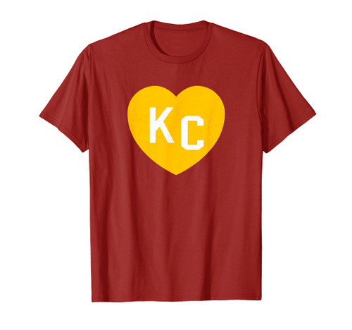Red Kansas City Heart Kc Heart Love KC Initials Red + Yellow T-Shirt Red Kansas City Heart Kc Heart Love KC Initials Red + Yellow T-Shirt