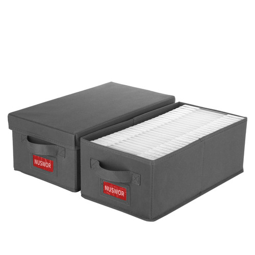 NUSWOR Reliable DVD Case Holder Organizer - Stackable DVD Case Storage Box Pack of 2 - Holds up to 50 DVDs -15.75 x 8.27 x 6.3 inches -Grey