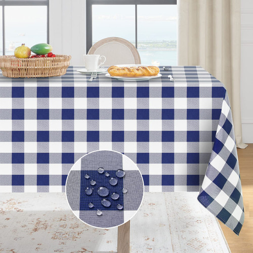 Softalker Gingham Checkered Rectangle Tablecloth - Waterproof Buffalo Plaid Table Cloth Stain Resistant Washable Polyester Table Cover for Holiday/Dining/Party - Navy Blue, 60 x 84 Inch Softalker Gingham Checkered Rectangle Tablecloth - Waterproof Buffalo Plaid Table Cloth Stain Resistant Washable Polyester Table Cover for Holiday/Dining/Party - Navy Blue, 60 x 84 Inch