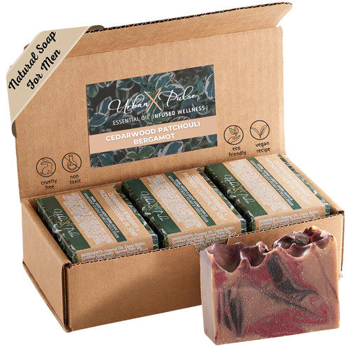 Urban Pulse Patchouli Cedarwood Bar Soap For Men Or Women, 3 Pack Patchouli Soap Bar, Patchouli Essential Oil Soap Bars, Mens Soap Gift Sets, Handmade Soap For Men, Organic Soap For Men